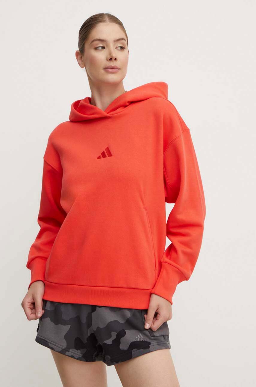 Μπλούζα adidas All SZN χρώμα: κόκκινο, με κουκούλα, IY6764