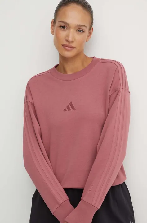 Bombažen pulover adidas All SZN ženski, roza barva, IY6854