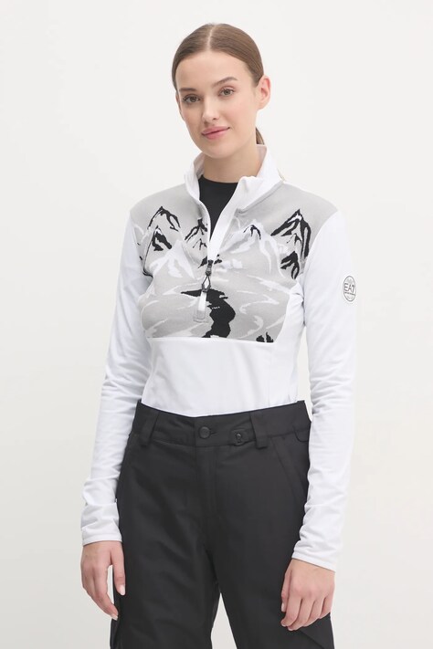 EA7 Emporio Armani hanorac St. Moritz Powerstretch culoarea alb, cu imprimeu, TJJFZ.6DTM47