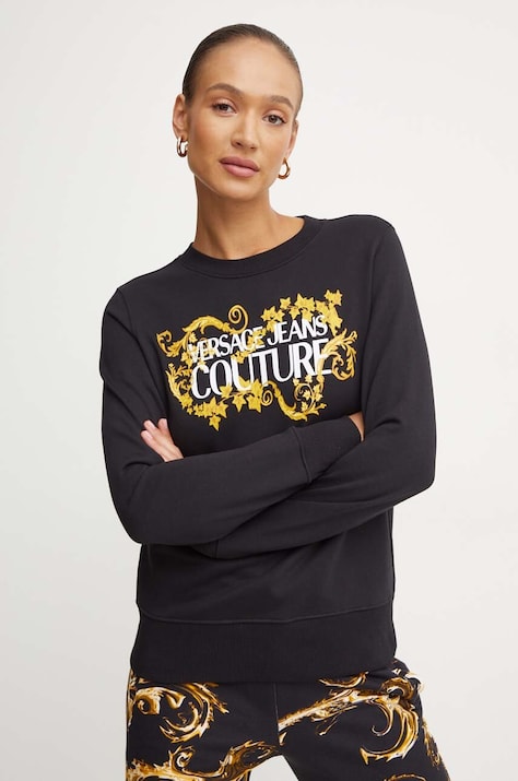 Versace Jeans Couture pamut melegítőfelső fekete, női, nyomott mintás, 77HAIE05 CF00E
