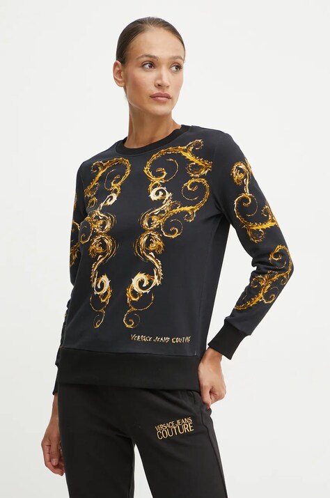 Хлопковая кофта Versace Jeans Couture женская цвет чёрный узор 77HAI3P9 FS178