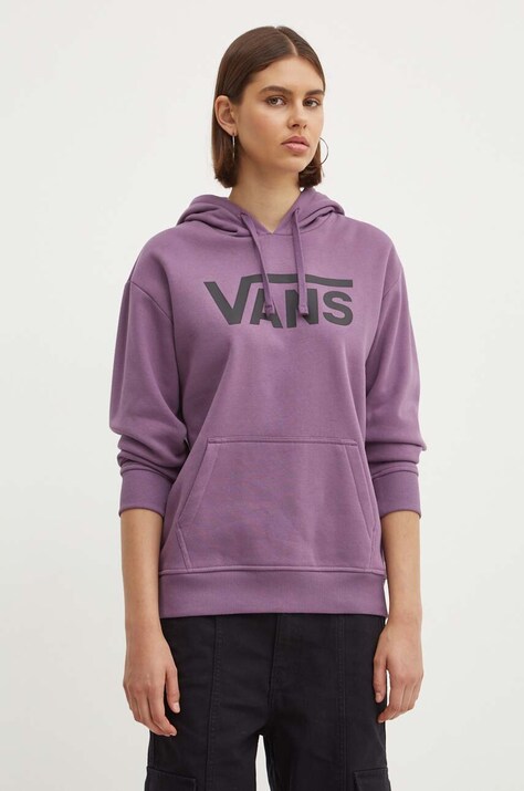 Vans bluza femei, culoarea violet, cu glugă, cu imprimeu, VN000A5RCIF1