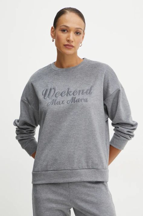 Weekend Max Mara bluza z domieszką wełny kolor szary z aplikacją 2425926032600