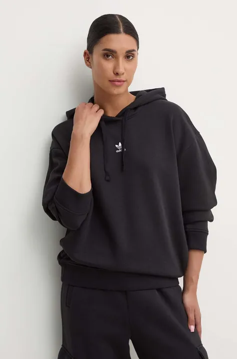 Кофта adidas Originals 0 жіноча колір чорний з капюшоном однотонна IW5711
