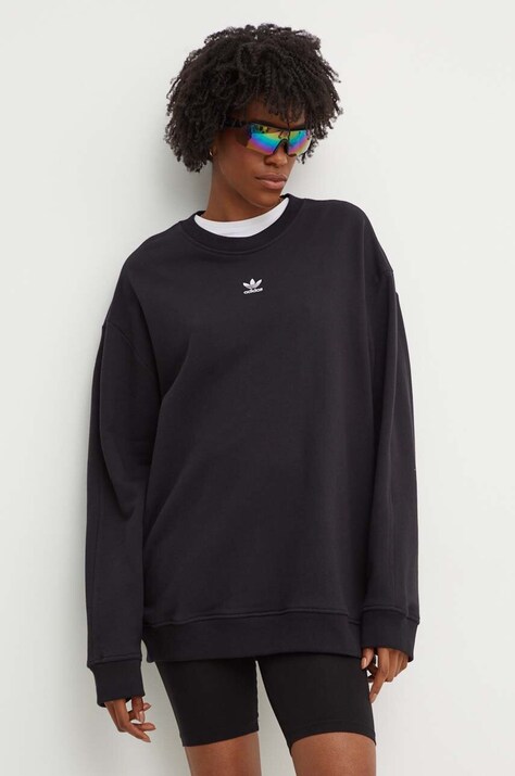 adidas Originals hanorac de bumbac Essential femei, culoarea negru, uni, IY9630