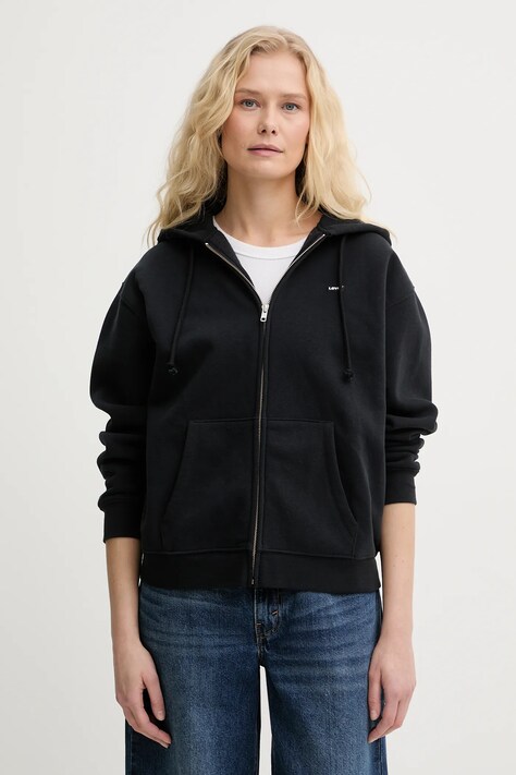 Levi's bluza damska kolor czarny z kapturem gładka A5945