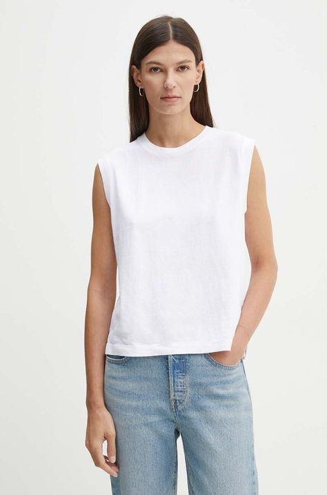 Βαμβακερό τοπ Levi's χρώμα: άσπρο, A8794