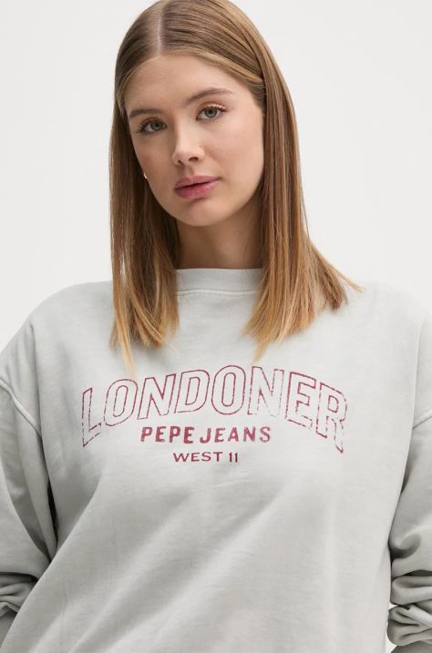 Pepe Jeans bluza bawełniana FIORELINA damska kolor szary z nadrukiem PL581464