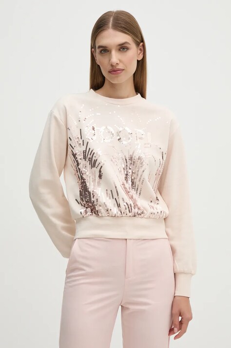 Joop! bluza femei, culoarea bej, cu imprimeu, 30043704