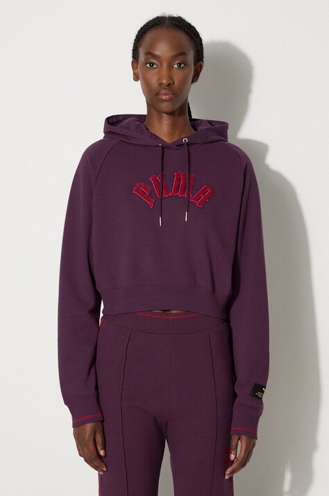 Кофта Puma Classics Play Paris Relaxed Hoodie женская цвет фиолетовый с капюшоном с аппликацией 627484
