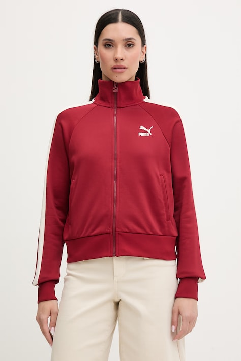 Puma dukserica na zakopčavanje ženska pamučna Iconic T7 Track Jacket crvena 627994