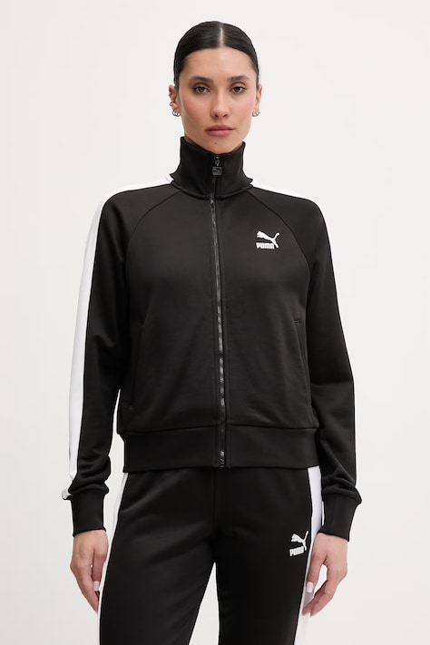 Puma μπλούζα με κουμπιά γυναικεία βαμβακεία Iconic T7 Track Jacket μαύρη 627994