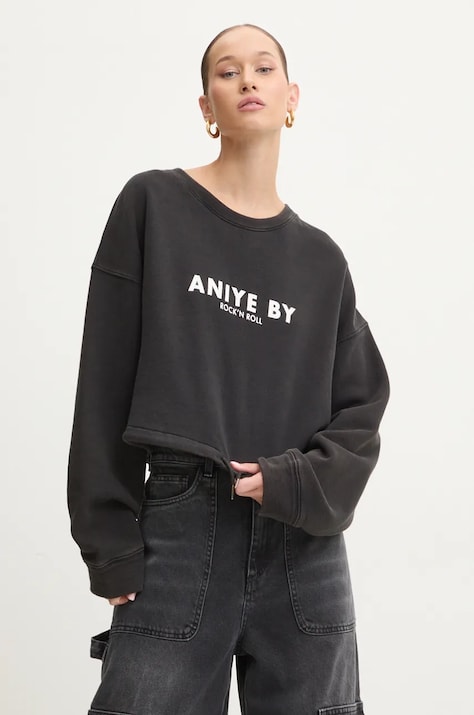 Хлопковая кофта Aniye By женская цвет чёрный с принтом 181308