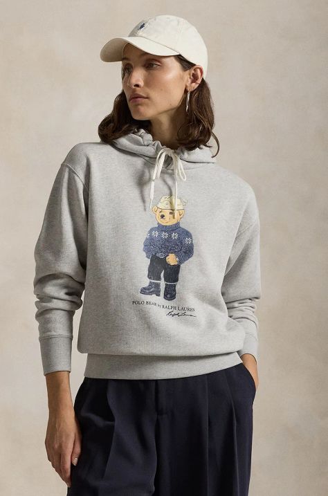 Μπλούζα Polo Ralph Lauren χρώμα: γκρι, με κουκούλα, 211947964