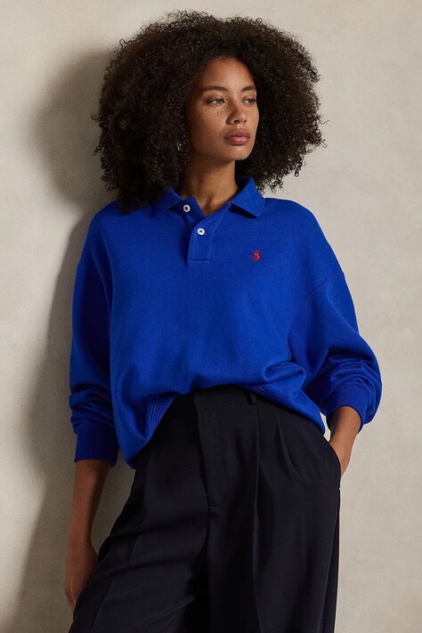 Mikina Polo Ralph Lauren dámská, modrá barva, hladká, 211947966