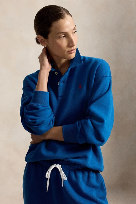 Polo Ralph Lauren bluza damska z bawełną granatowa 211947966