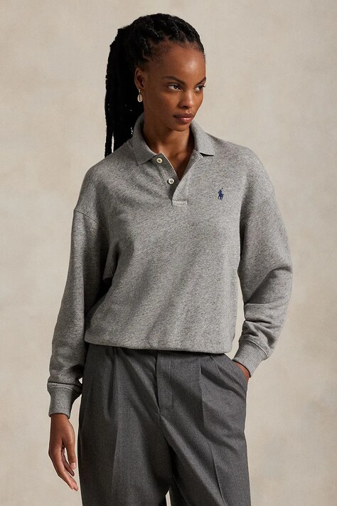 Polo Ralph Lauren bluza damska kolor szary gładka 211947966