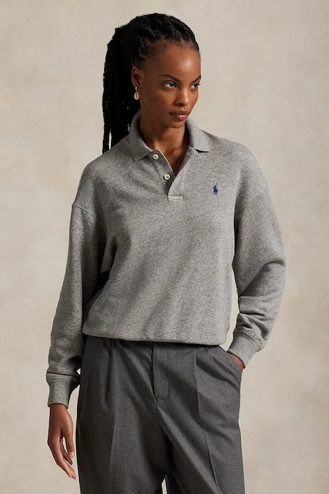 Polo Ralph Lauren bluza damska kolor szary gładka 211947966