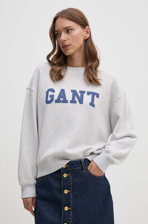 Gant hanorac de bumbac femei, culoarea gri, cu imprimeu, 4200488
