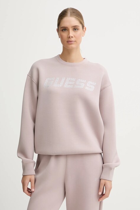 Guess bluza CECILIA damska kolor różowy z aplikacją V4BQ15 K7UW2