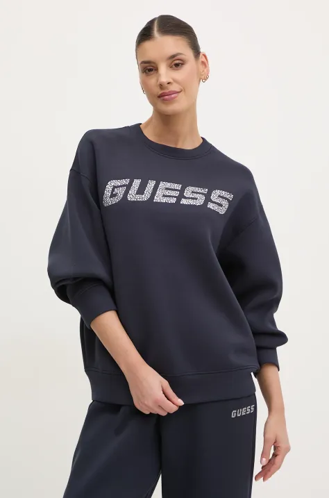 Guess bluza CECILIA damska kolor niebieski z aplikacją V4BQ15 K7UW2