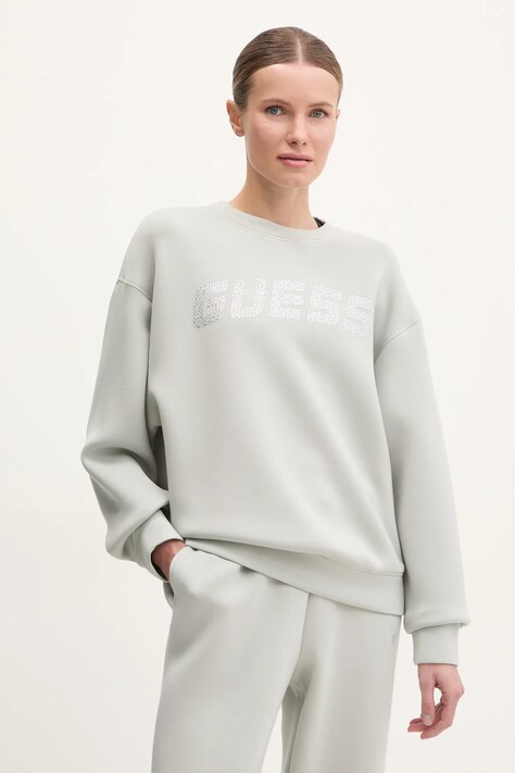 Guess bluza CECILIA femei, culoarea gri, cu imprimeu, V4BQ15 K7UW2