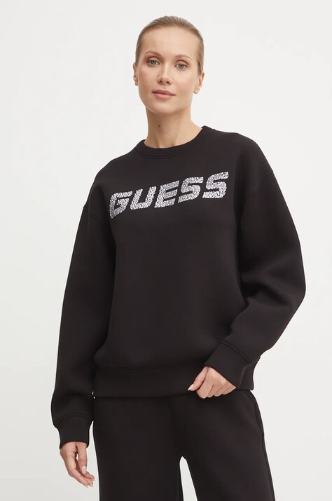 Guess bluza CECILIA femei, culoarea negru, cu imprimeu, V4BQ15 K7UW2
