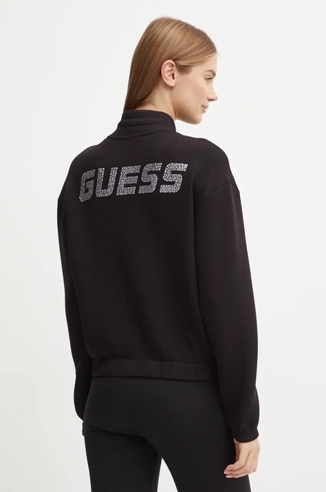 Guess bluza CECILIA femei, culoarea negru, cu imprimeu, V4BQ14 K7UW2