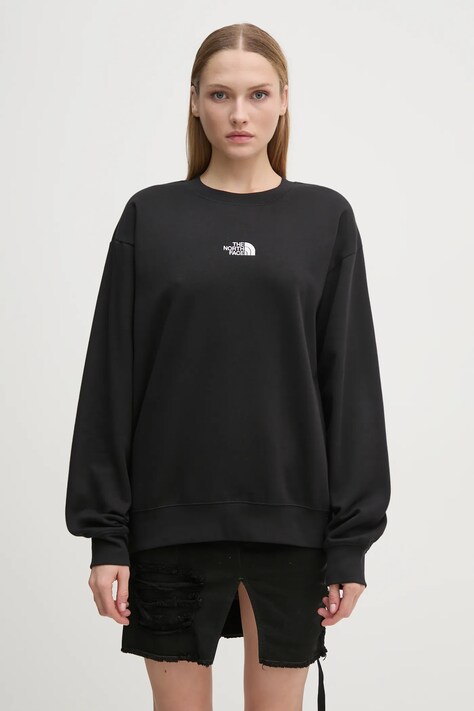 The North Face sweatshirt Essential Crew women's black color NF0A89EPJK31