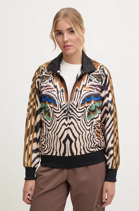 Dukserica adidas Originals X Farm Rio za žene, boja: bež, s uzorkom, IW0792