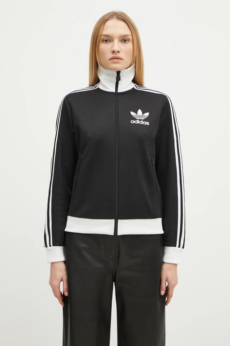 Mikina adidas Originals Adicolor dámska, čierna farba, vzorovaná, IW3174