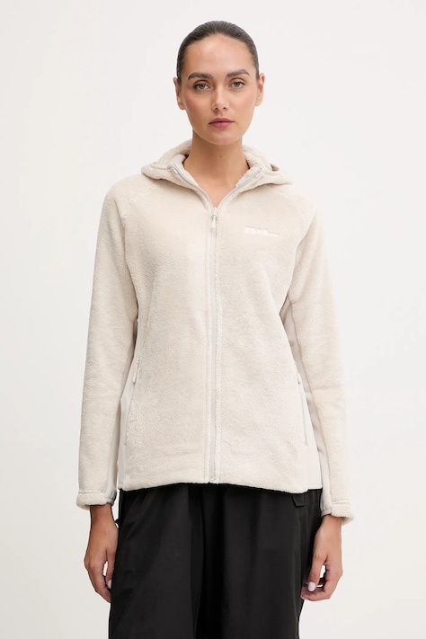 Jack Wolfskin hanorac Rotwand culoarea bej, cu glugă, uni, A61897