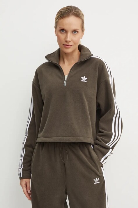 Кофта adidas Originals Polarf Half Zip женская цвет зелёный с аппликацией IW3164