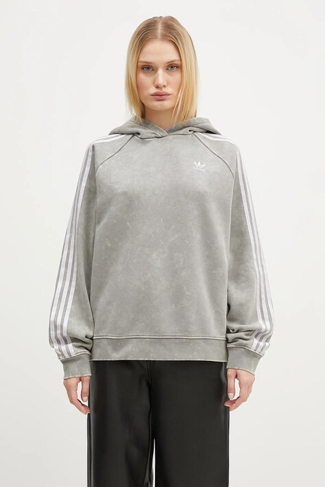 Μπλούζα adidas Originals Wash Hoodie χρώμα: γκρι, με κουκούλα, IW3414