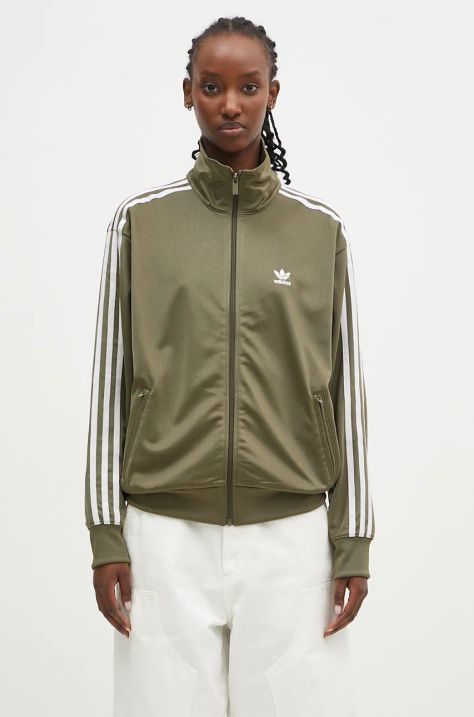 adidas Originals sweatshirt Firebird Tracktop women's green color with an application IY4742