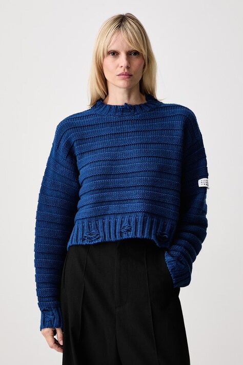 MM6 Maison Margiela sweter damski z wełną niebieski S52HL0031.M13040