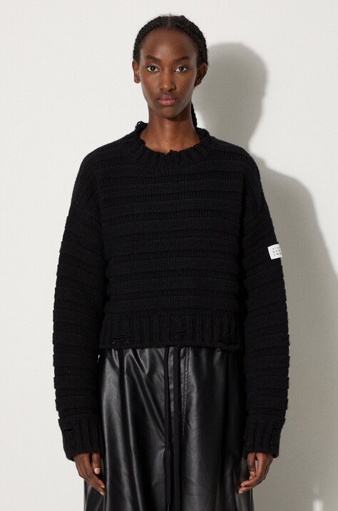 Vlněný svetr MM6 Maison Margiela dámský, černá barva, hřejivý, S52HL0031.M13040