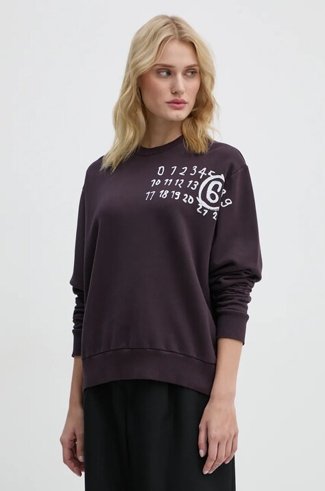 Памучен суичър MM6 Maison Margiela в лилаво с принт S62GU0132.M25004