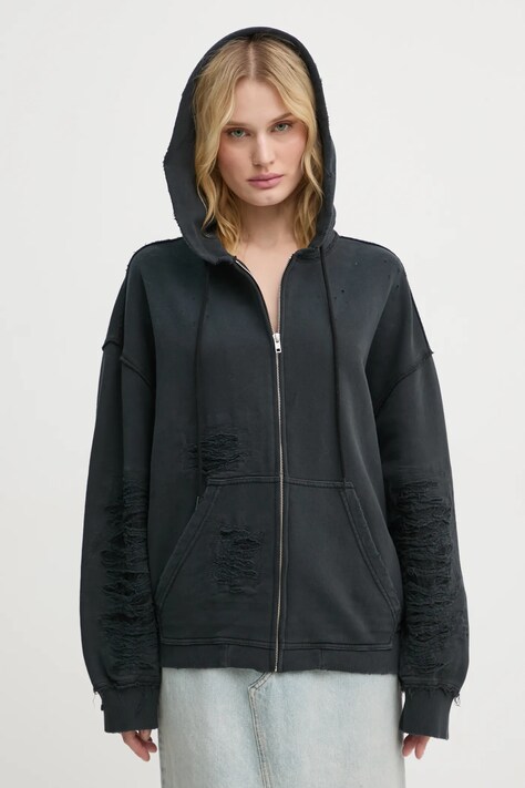 MM6 Maison Margiela hanorac de bumbac femei, culoarea gri, cu glugă, uni, S62GU0130.M25004