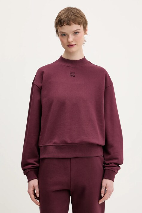 HUGO bluza bawełniana Daxandria damska kolor bordowy gładka 50527463