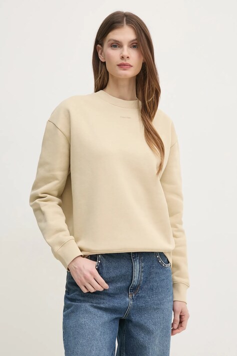 Calvin Klein bluză femei, culoarea bej, uni, K20K208329