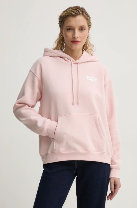 Levi's felpa donna colore rosa con cappuccio con applicazione A8801