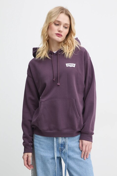 Суичър Levi's в лилаво с качулка с апликация A8801