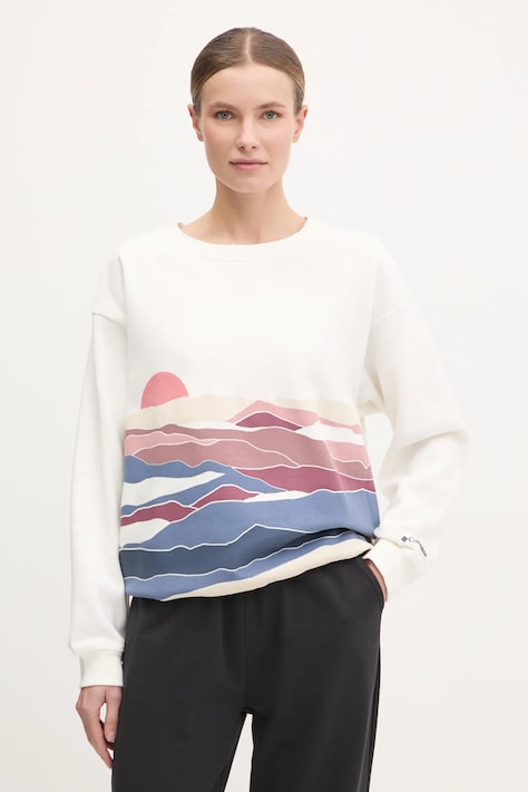 Кофта Columbia Meridian Creek Crew женская цвет зелёный с аппликацией 2086051