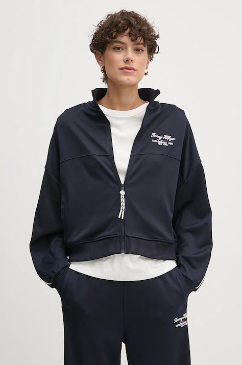 Mikina Tommy Hilfiger dámská, tmavomodrá barva, s aplikací, WW0WW42924