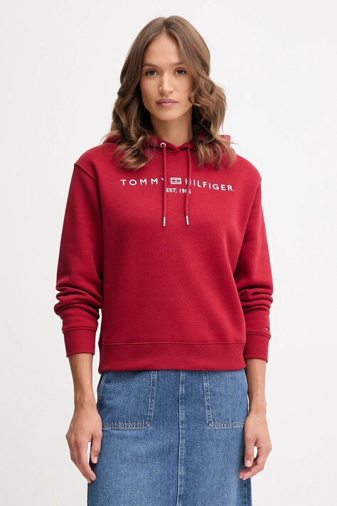 Кофта Tommy Hilfiger цвет чёрный с капюшоном с аппликацией WW0WW43598