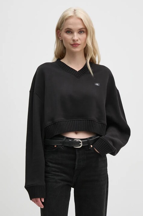 Calvin Klein Jeans bluza bawełniana damska kolor czarny gładka J20J224651