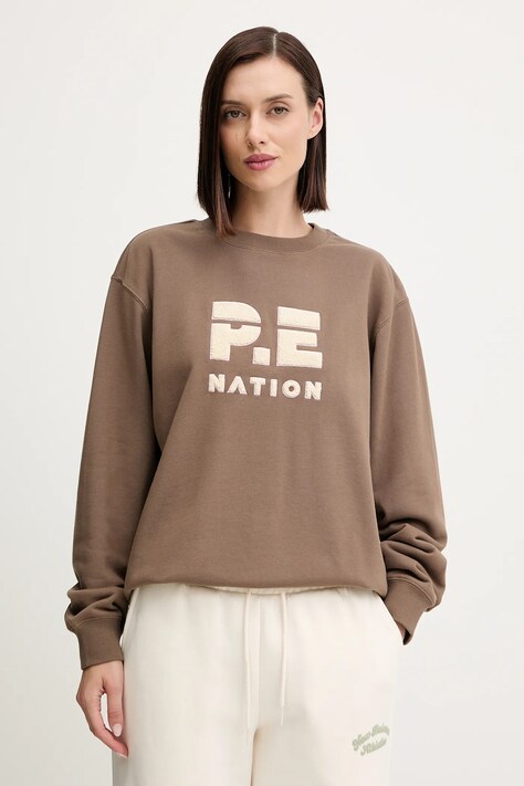 P.E Nation bluza bawełniana Heads Up 2 damska kolor brązowy z nadrukiem 243F434