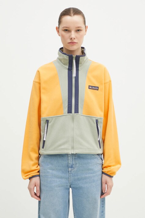 Поларен суичър Columbia Backbowl II FZ Fleece в зелено с десен 2092163