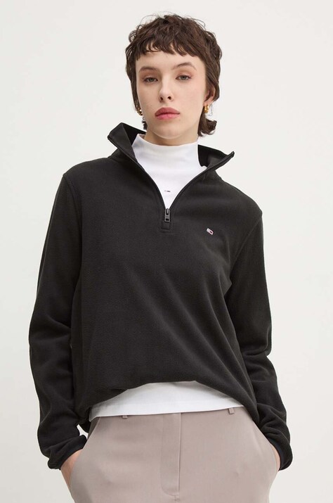 Tommy Jeans bluza femei, culoarea negru, neted, DW0DW19751